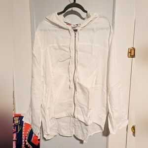 Sigrid Olsen 100% Linen Hooded Zip Up Tunic